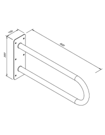 Bară cu arc fix pentru persoanele cu dizabilități fizice, 600 mm, oțel inoxidabil satinat