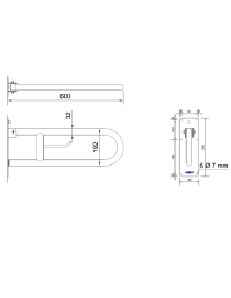Mâner rabatabil 600 mm oțel inoxidabil mat