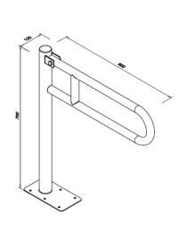 Balustrada in picioare pentru persoane cu handicap ⌀ 32 60 x 70 cm otel alb