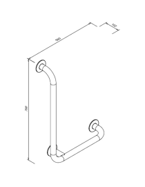 Balustrada de colt pentru persoane cu dizabilitati 7/5, stanga 90°, otel inoxidabil mat
