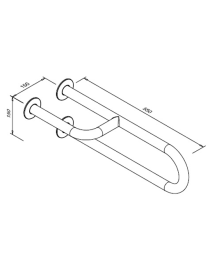 Balustrada fixa pentru persoane cu dizabilitati, 3 suporturi, stanga, 550 mm, otel inoxidabil satinat