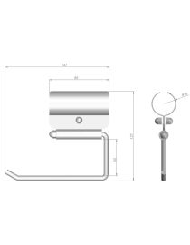 Suport hârtie igienică pentru balustrade pentru persoane cu handicap, Ø 32, oțel negru