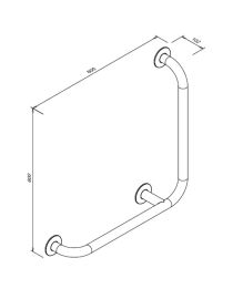 Balustradă stângă pentru persoane cu dizabilități fizice cu un unghi de 90°, oțel inoxidabil lucios 7/5