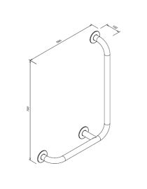 Balustradă dreptunghiulară pentru persoane cu dizabilități 7/5 dreapta 90° oțel inoxidabil lucios