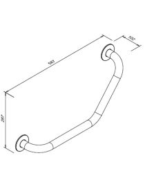 Balustradă din oțel inoxidabil lustruit cu unghi de 130° pentru persoanele cu dizabilități