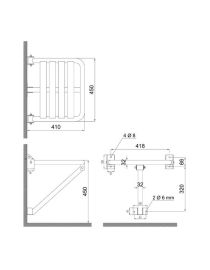 Scaun de duș pliabil cu suporturi, oțel inoxidabil mat