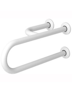 Balustrada fixa pentru persoane cu handicap, 3 suporturi, stanga 600 mm, otel alb