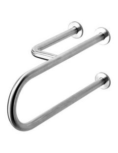 Balustrada fixa pentru persoane cu dizabilitati, 3 suporturi, stanga, 550 mm, otel inoxidabil satinat