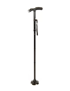 Baston negru cu extensie stabilizatoare și iluminare
