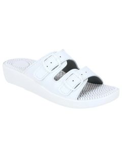 Pantofi de reabilitare pentru masaj cu 2 catarame - Alb