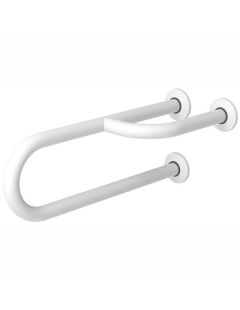 Balustradă fixă pentru persoane cu dizabilități, 3 suporturi dreapta, 600 mm, oțel alb
