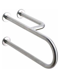 Balustradă fixă pentru persoane cu dizabilități, cu 3 suporturi, dreapta, 550 mm, lucioasă