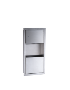 Set încorporat HIT; distribuitor de prosoape de hârtie ZZ 300 de coli + coș de gunoi încorporat de 10 l