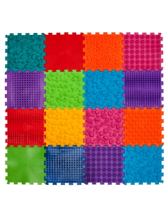 Covor de masaj senzorio-motor Puzzle „Mega Mix” 16 elemente
