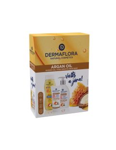 Set cadou Dermaflora 0% (săpun lichid + cremă de mâini + gel de duș) cu ulei de argan