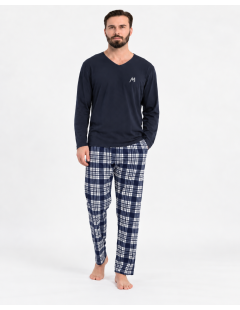 Pijamale bărbătești cu pantaloni în carouri