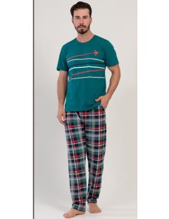 Pijamale bărbătești cu pantaloni în carouri