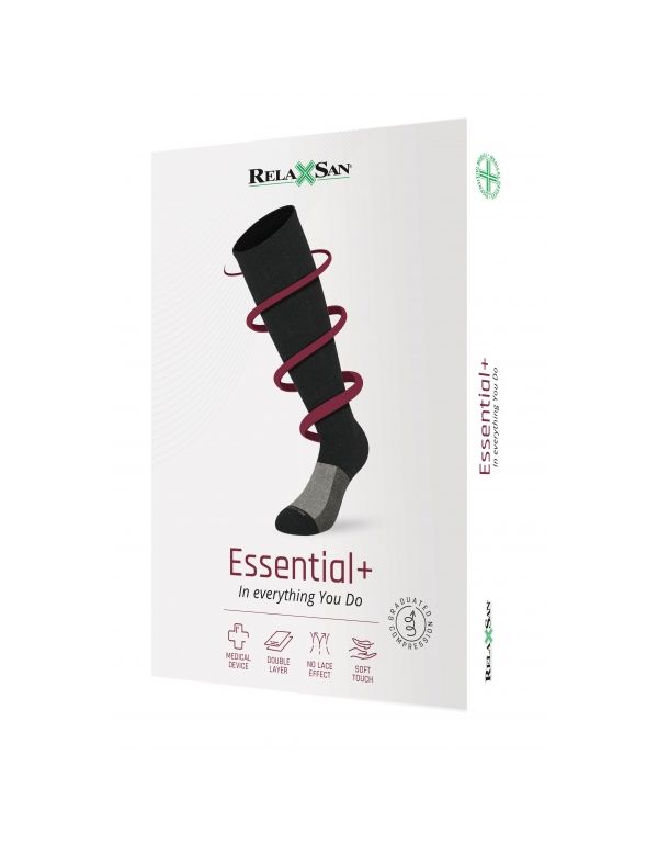RelaxSan Essential + șosete pentru genunchi cu strat dublu 23-32 mmHg