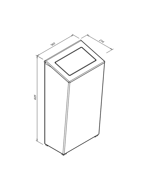 Coș de gunoi suspendat cu capac, 30 l, inox satinat