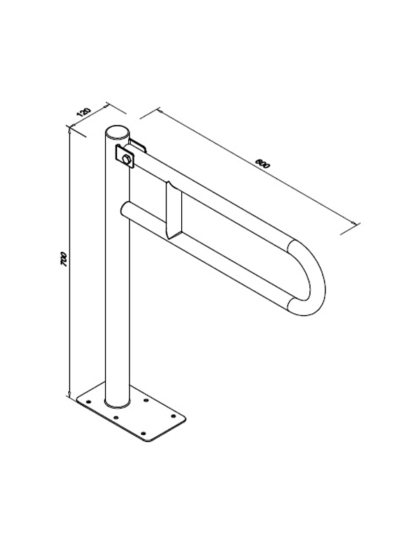 Balustrada in picioare pentru persoane cu handicap ⌀ 32 60 x 70 cm otel alb