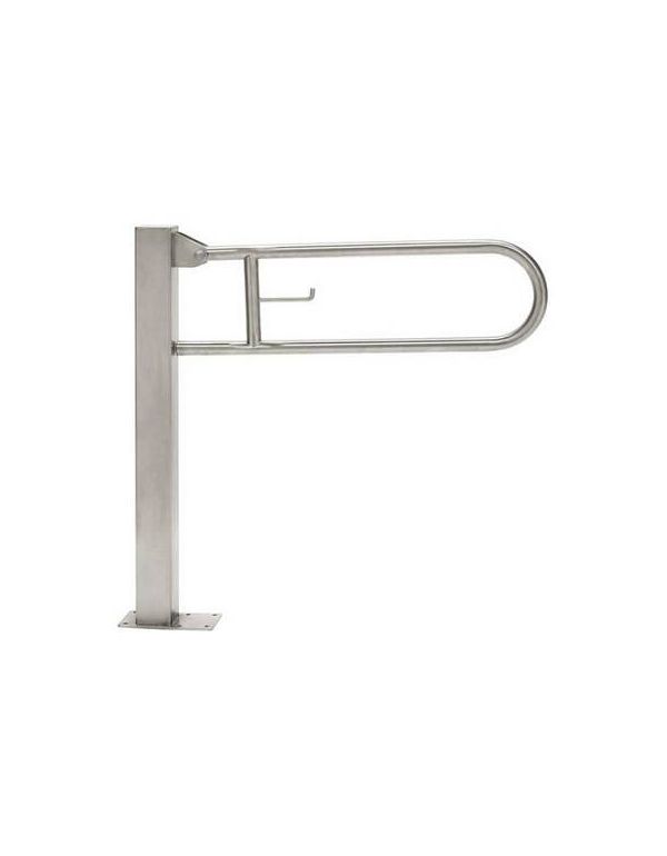 Balustradă în picioare pentru persoanele cu dizabilități fizice, pliabilă cu suport pentru hârtie igienică ⌀ 32 70 x 80 cm, oțel mat