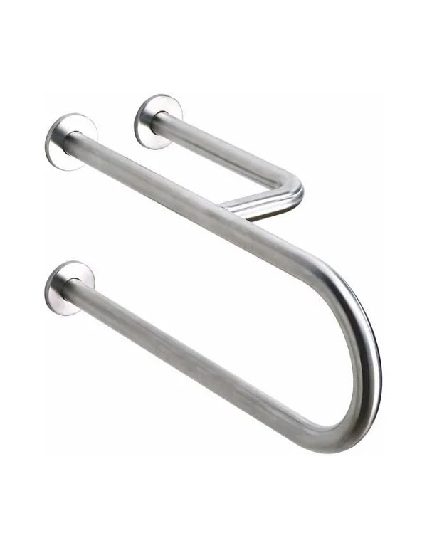 Balustrada fixa pentru persoanele cu handicap fizic, 3 suporturi, dreapta, 850 mm, otel inoxidabil mat