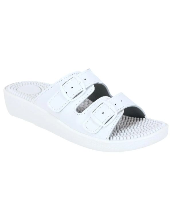 Pantofi de reabilitare pentru masaj cu 2 catarame - Alb