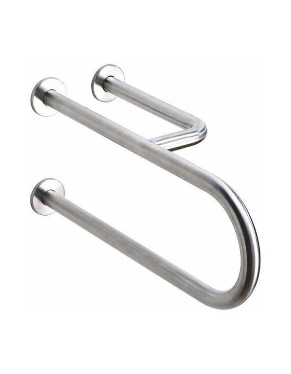 Balustradă fixă pentru persoane cu dizabilități, cu 3 suporturi, dreapta, 550 mm, oțel inoxidabil mat