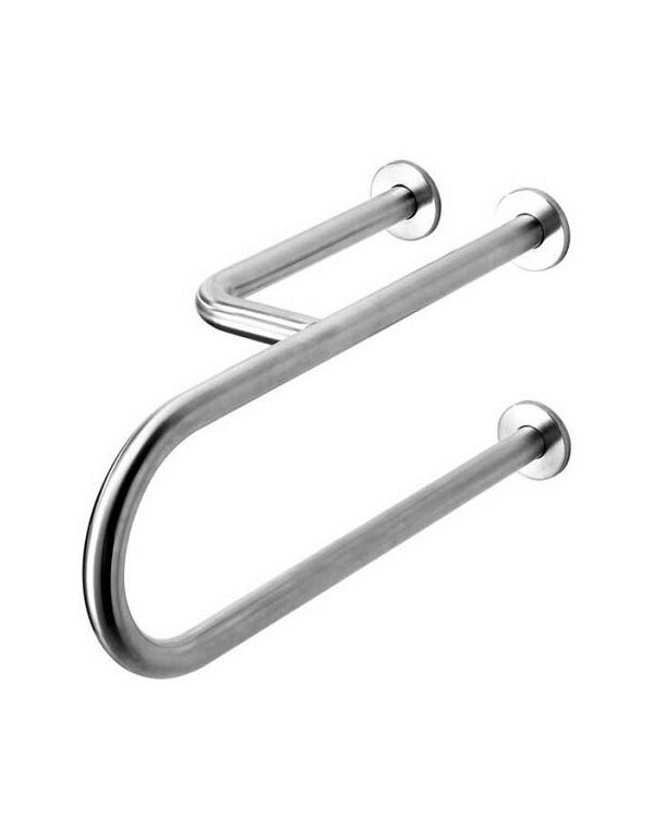 Balustradă fixă pentru persoane cu dizabilități, cu 3 suporturi, stânga, 550 mm, oțel inoxidabil lucios