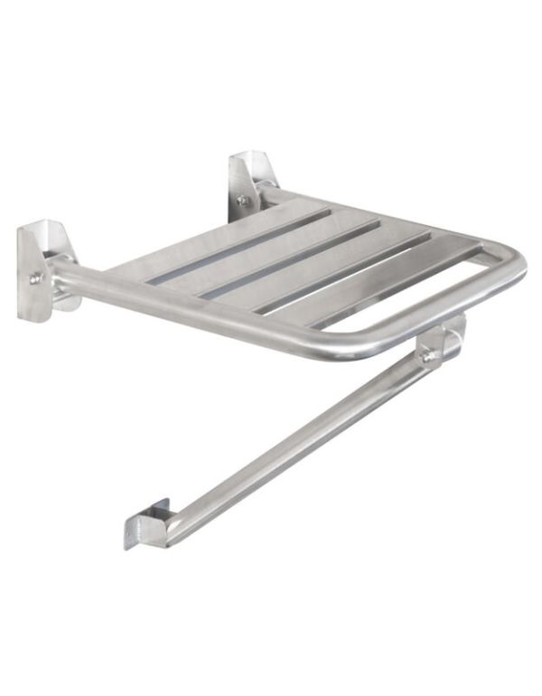 Scaun de duș pliabil cu suporturi, oțel inoxidabil mat