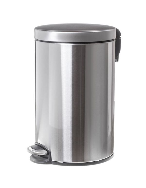 Coș de gunoi pentru baie din oțel inoxidabil mat, 30 l