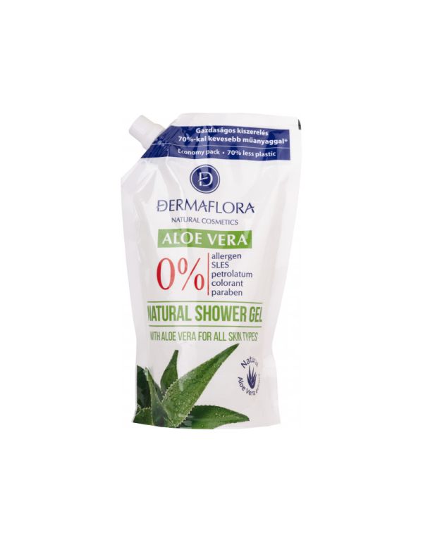 Gel de duș Dermaflora 0% 500ml cu aloe vera - reumplere