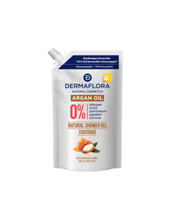 Gel de duș Dermaflora 0% 500 ml cu ulei de argan - reumplere