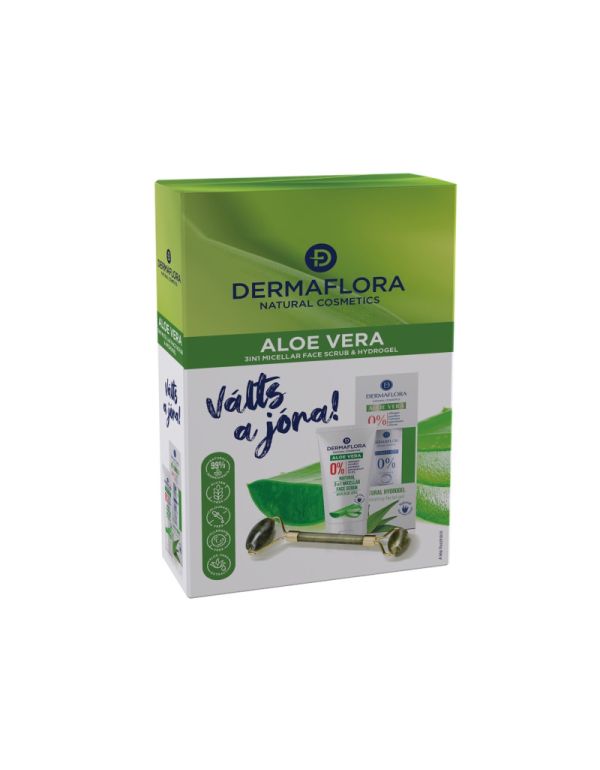 Set cadou Dermaflora 0% (hidrogel + scrub facial micelar + masaj facial) cu aloe vera