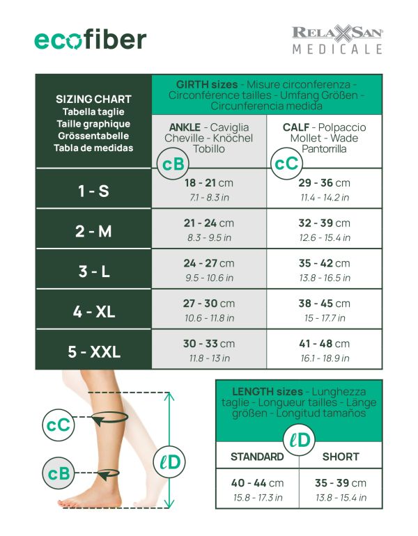Șosete medicale comprese pentru genunchi din fibre reciclate Clasa 1 - K1 - 15 - 21 MmHg - SCURT