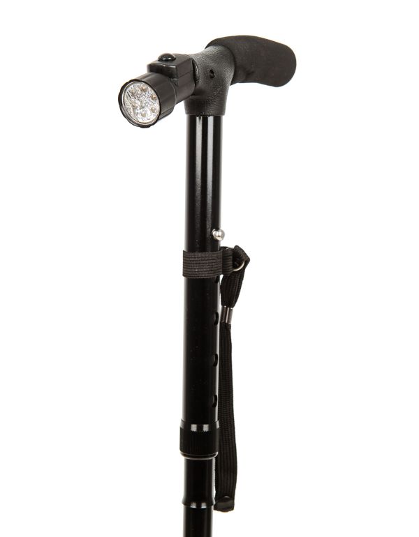 Stâlp pliabil cu extensie stabilizatoare și iluminare