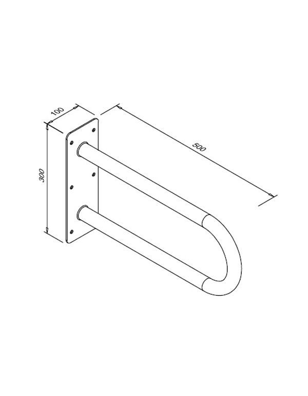 Balustradă curbată fixă pentru persoane cu dizabilități, din oțel inoxidabil mat, 500 mm