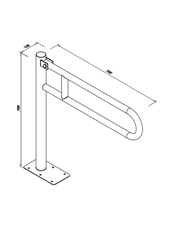 Balustradă pentru persoane cu dizabilități 700 mm din oțel alb