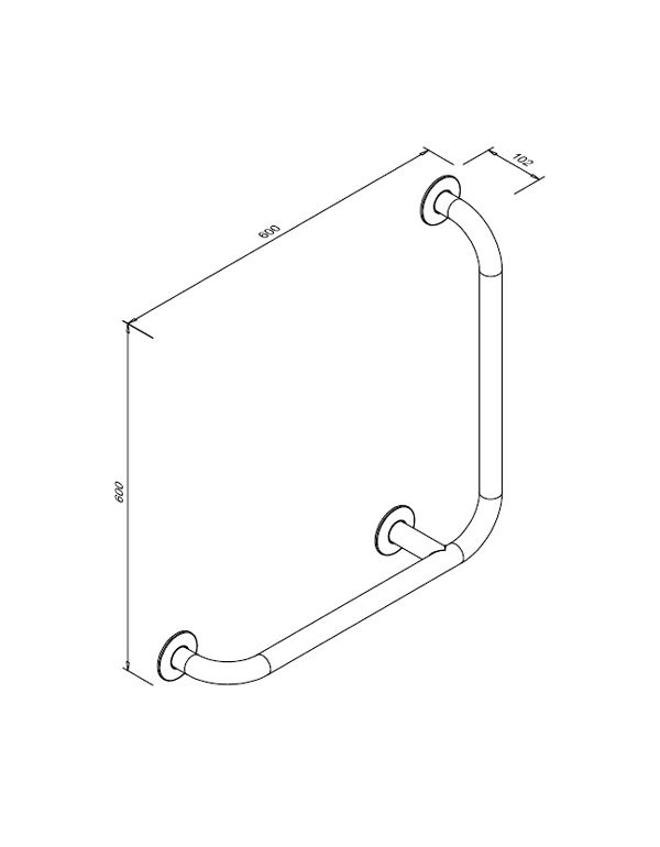 Balustradă stângă pentru persoane cu dizabilități fizice cu un unghi de 90°, oțel inoxidabil lucios 7/5