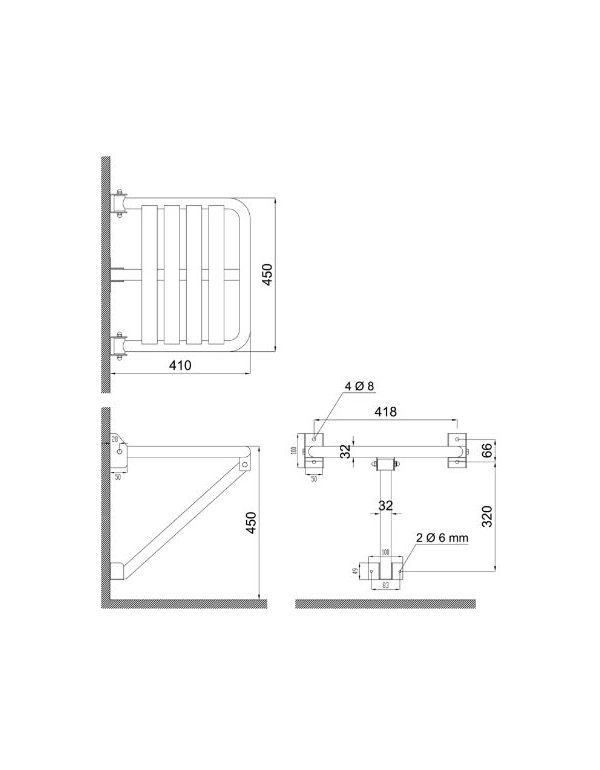 Scaun de duș pliabil cu suporturi, oțel inoxidabil mat