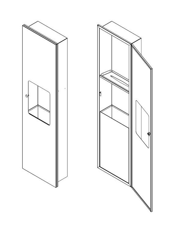 Set încorporat Faneco HIT; distribuitor prosoape hârtie ZZ 400 coli + coș ascuns 20 l
